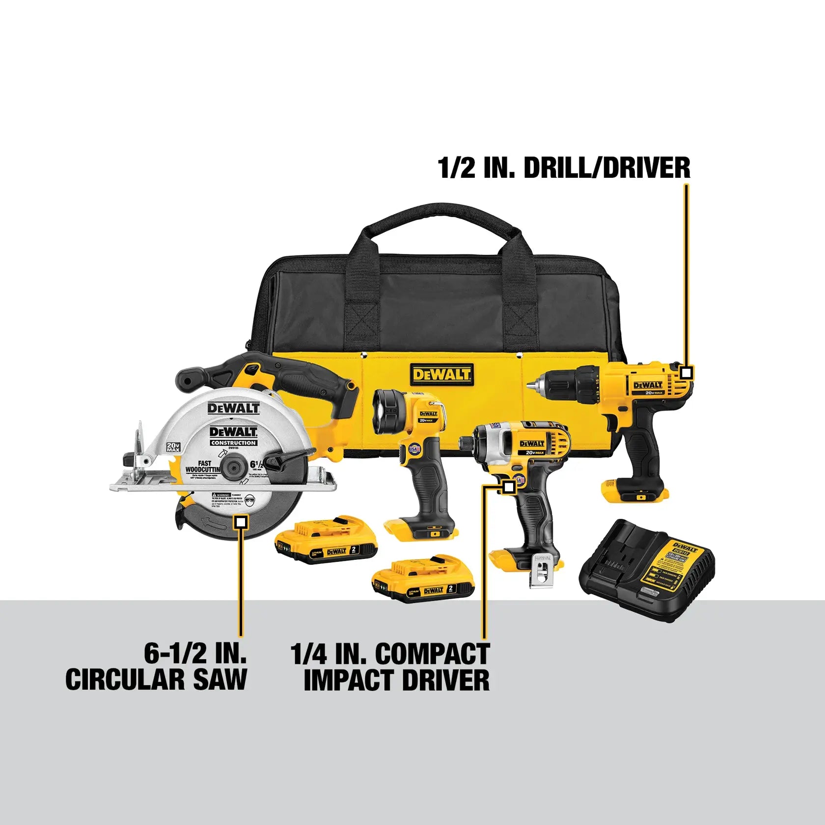 DeWalt DCK466D2 20V MAX Cordless 4 Tool Combo Kit with (2) 20V 2.0Ah Batteries and Charger - image 3