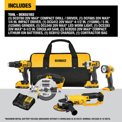 DeWalt DCK521D2 20V MAX Compact Cordless 5-tool Combo Kit - image 2