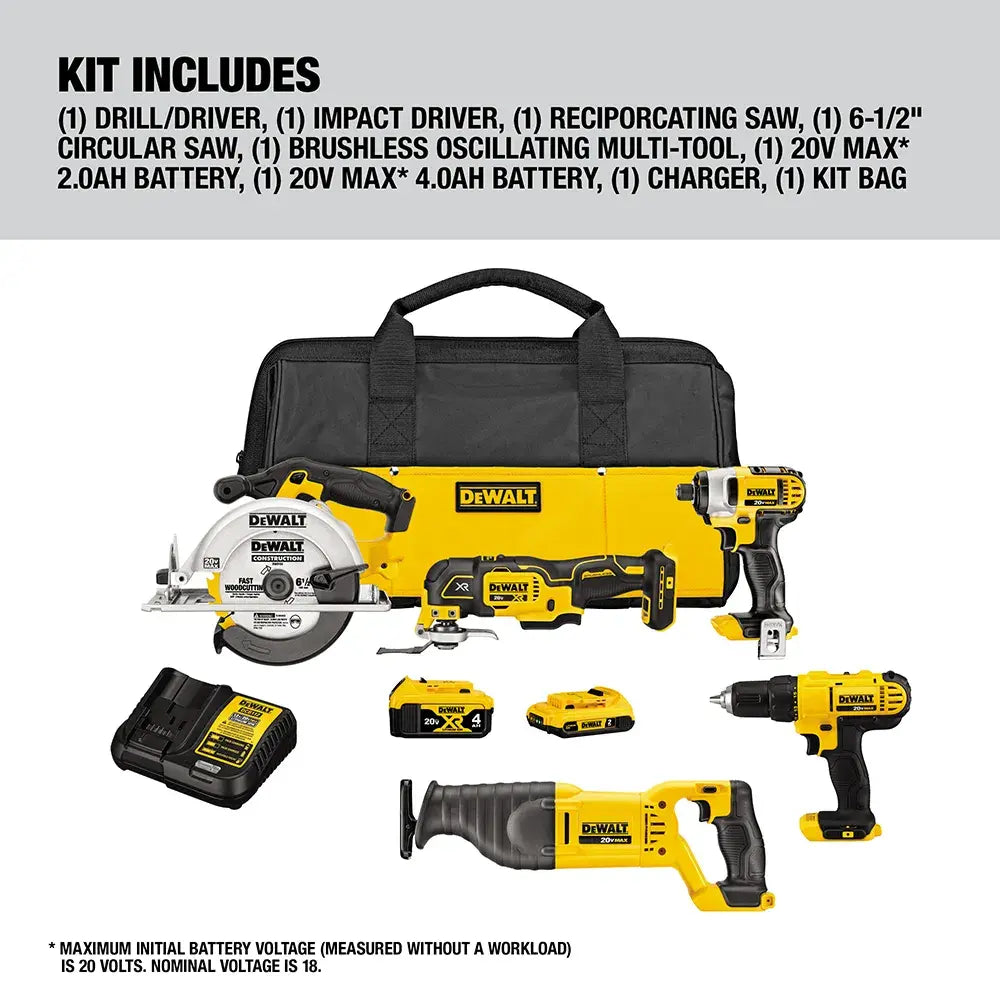 DeWalt DCK551D1M1 20V MAX Cordless 5 Tool Combo Kit with (1) 20V 4.0Ah Battery, (1) 20V 2.0Ah Battery, and Charger - image 7