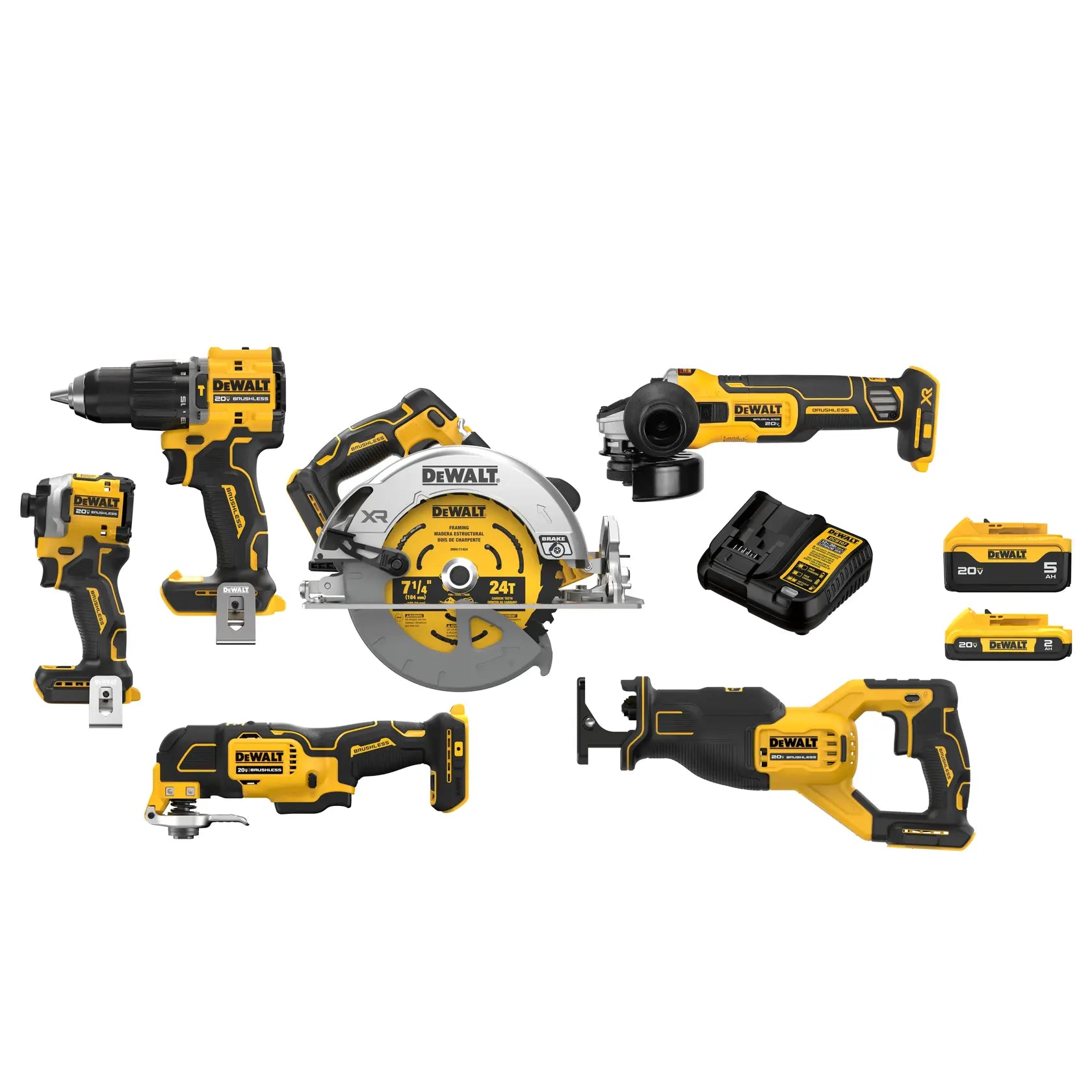 DeWalt DCK650D1P1 20V MAX Lithium-Ion Cordless 6-Tool Combo Kit with 5.0 Ah and 2.0 Ah Batteries and Charger - image 1