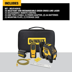 DeWalt DCLE14201G USB Rechargeable Green Cross Line Laser Kit - image 4