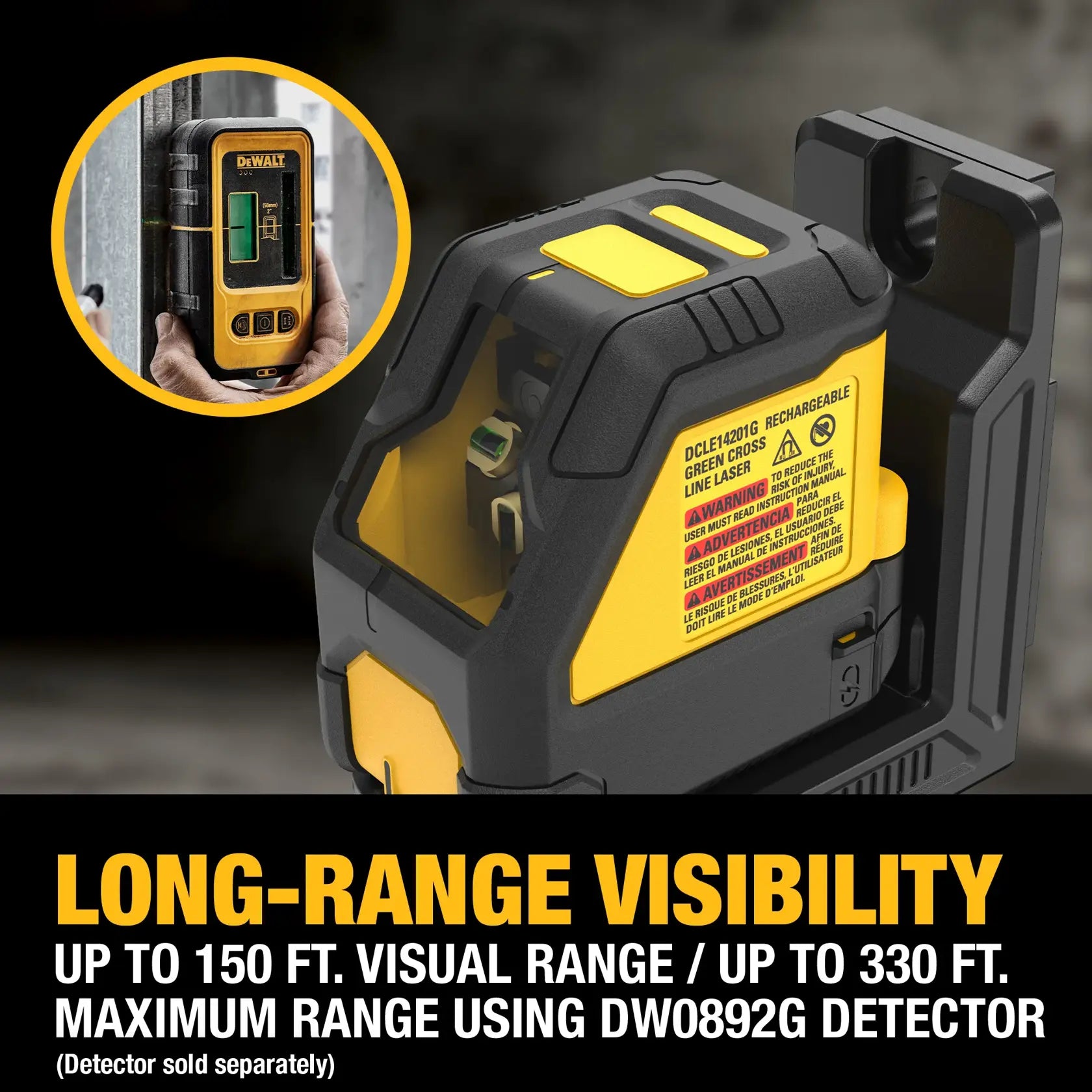 DeWalt DCLE14201G USB Rechargeable Green Cross Line Laser Kit - image 7