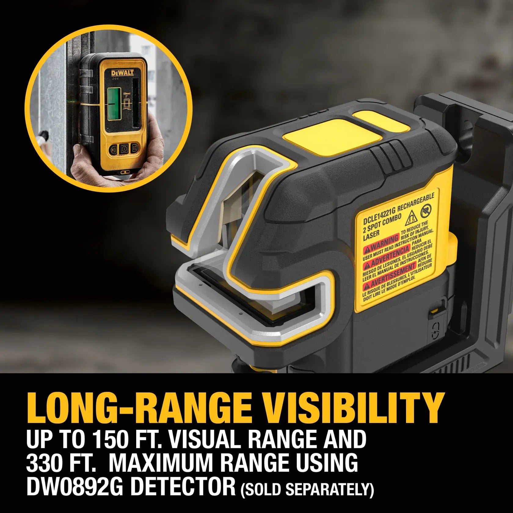DeWalt DCLE14221GB USB Green 2-Spot & Crossline Laser Base Kit - image 4
