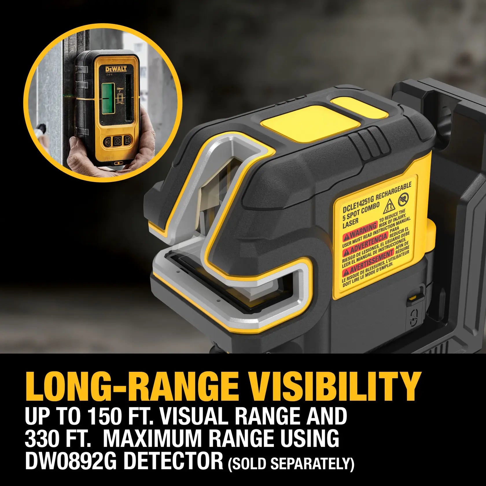 DeWalt DCLE14251GB USB Green 5-Spot & Crossline Laser Base Kit - image 4