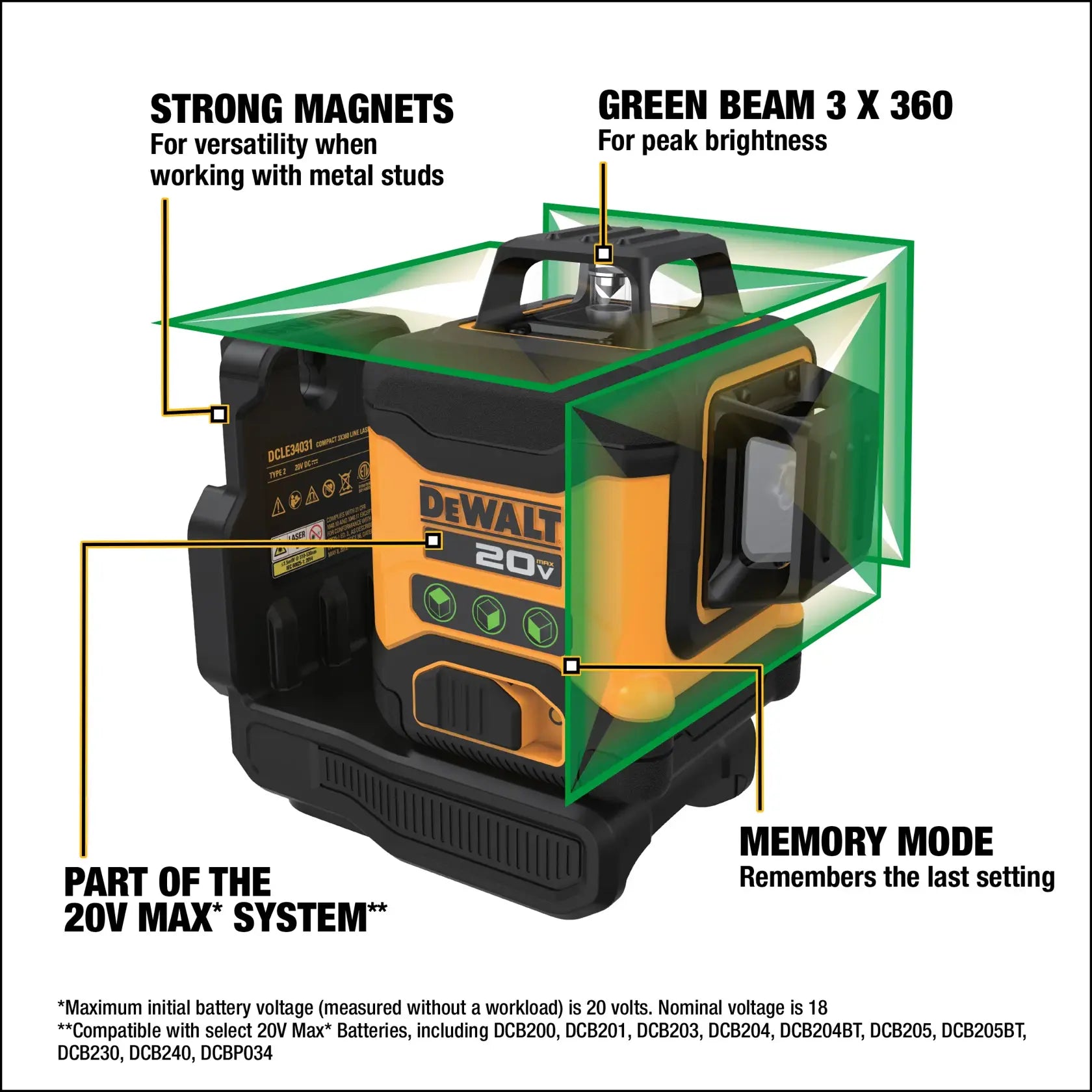 DeWalt DCLE34031B 20V 3 x 360 Line Laser (Tool Only) - image 5