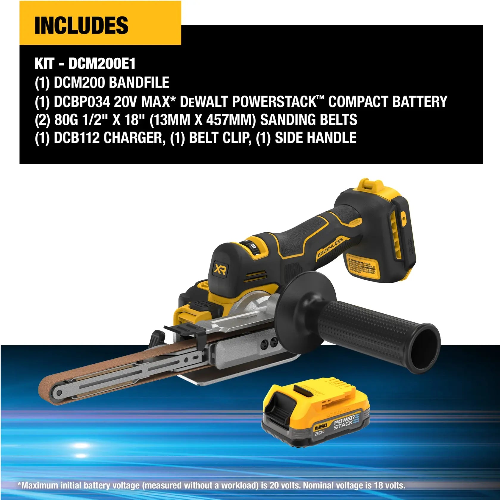 DeWalt DCM200E1 20V MAX XR 18-in Band File Kit - image 4