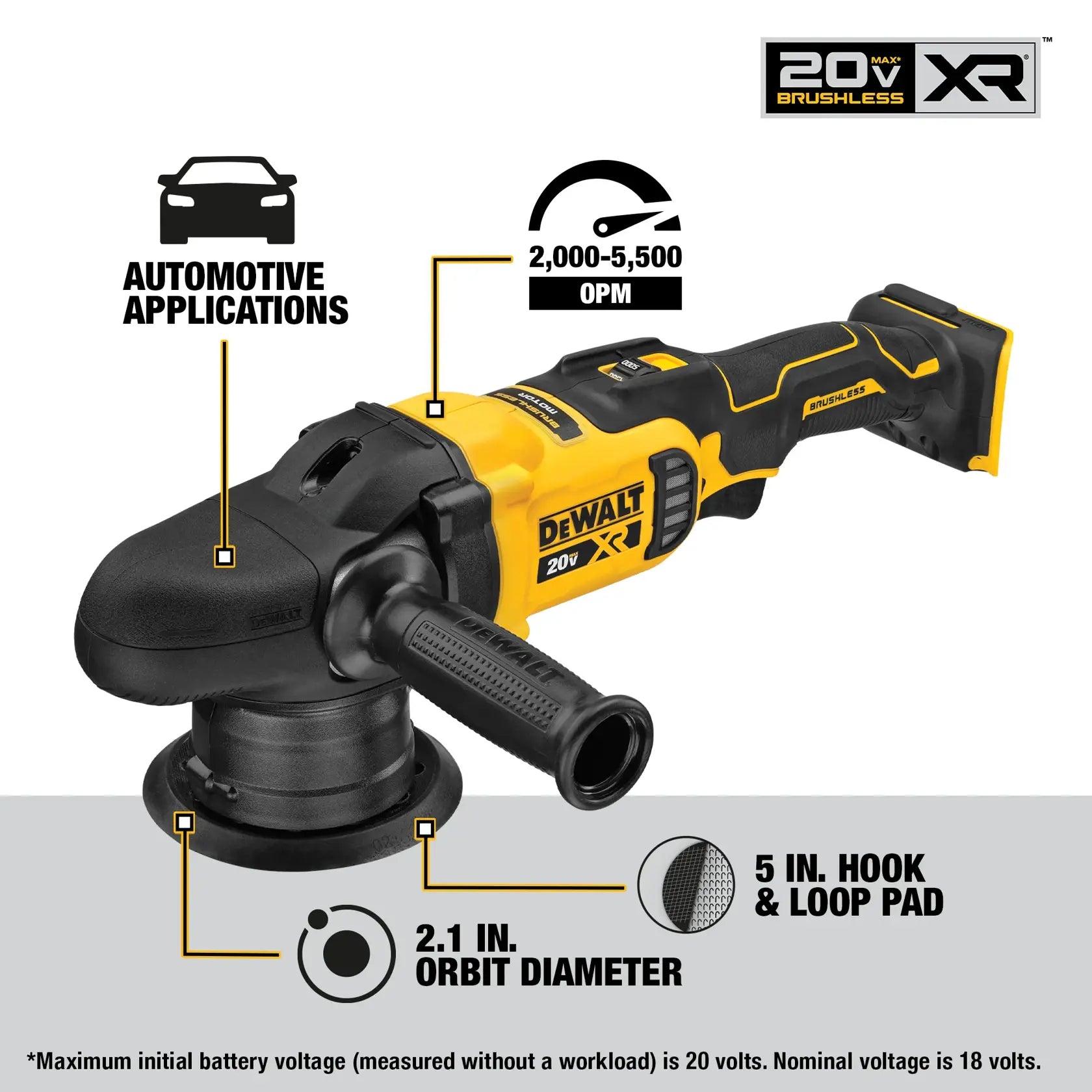 DeWalt DCM848B 20V MAX XR 5-in Cordless Variable-Speed Random Orbit Polisher (Tool Only) - image 5