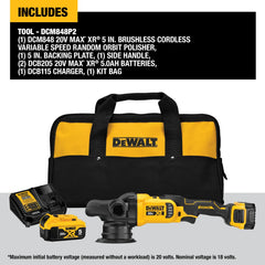 DeWalt DCM848P2 20V MAX XR 5-in Cordless Variable-Speed Random Orbit Polisher Kit - image 4