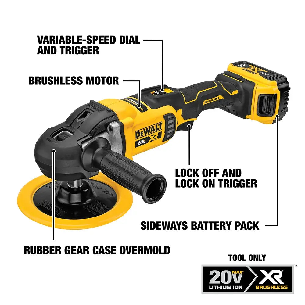 DeWalt DCM849B 20V MAX XR 7-in Cordless Variable-Speed Rotary Polisher (Tool Only) - image 4
