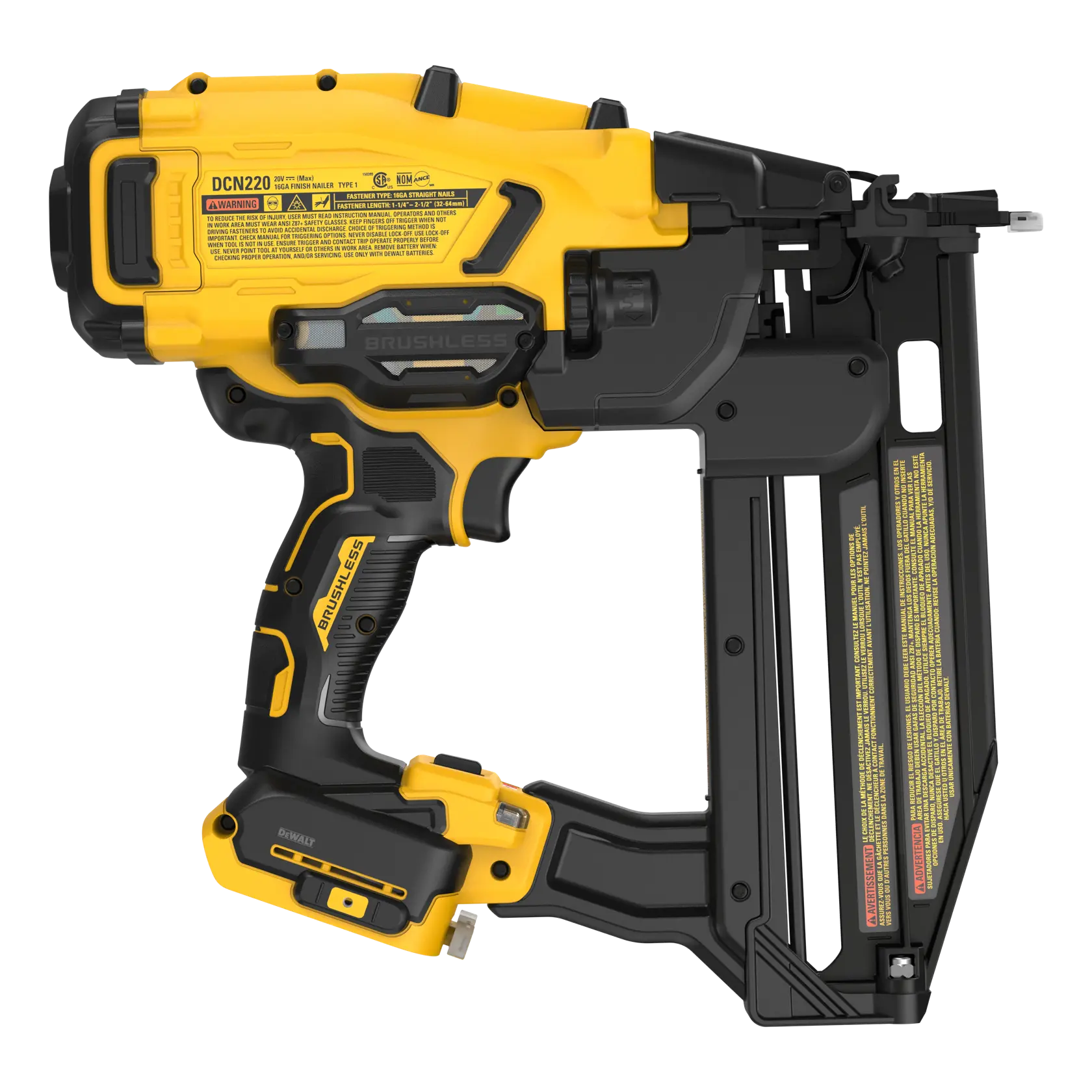 DeWalt DCN220B 20V MAX XR Cordless 16GA Straight Finish Nailer (Tool Only) - image 2