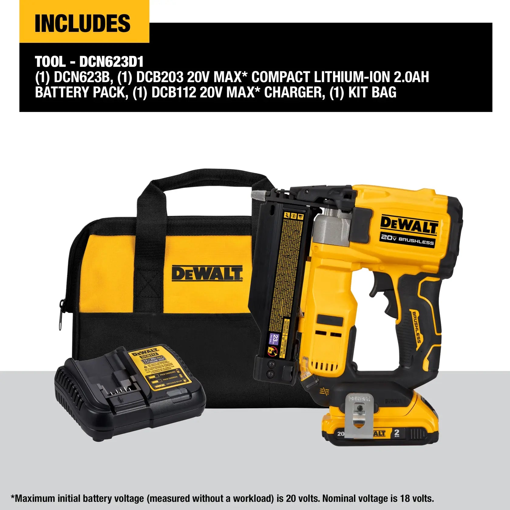 DeWalt DCN623D1 ATOMIC COMPACT SERIES 20V MAX Brushless Cordless 23ga Pin Nailer Kit - image 7