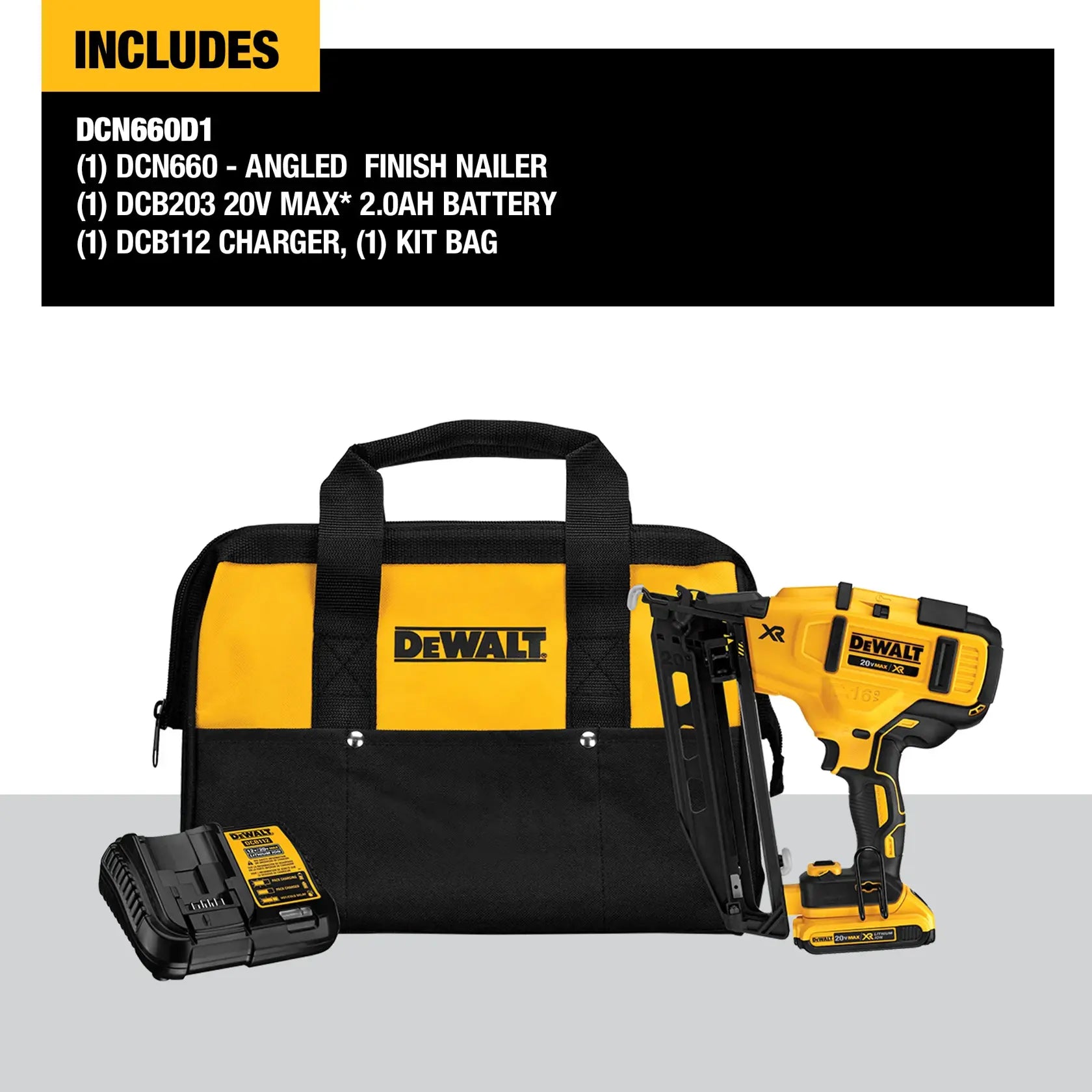 DeWalt DCN660D1 20V MAX XR 16ga Angld Finish Nailer Kit - image 3