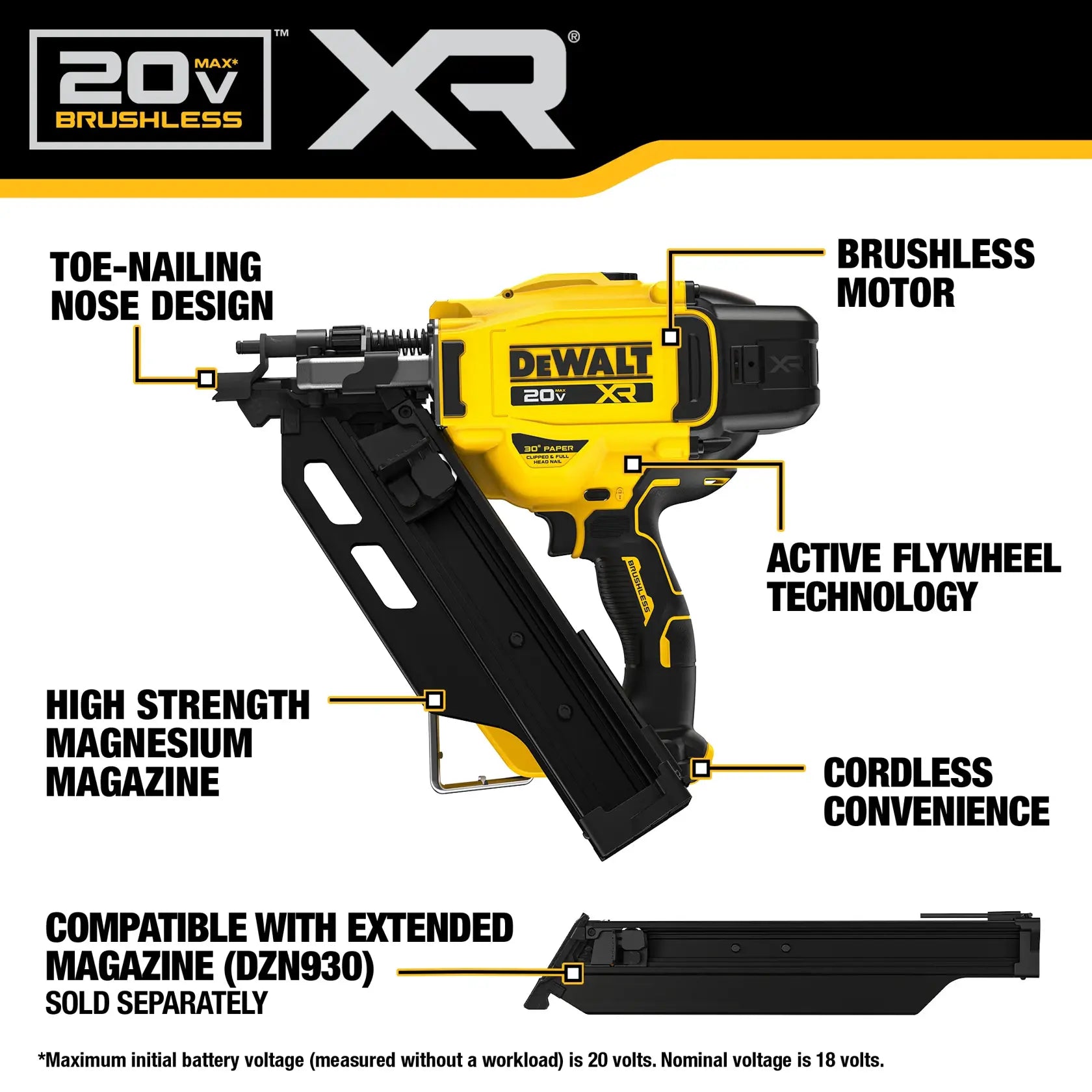 DeWalt DCN930B 20V MAX XR Brushless 30° Paper Collated Framing Nailer (Tool Only) - image 5