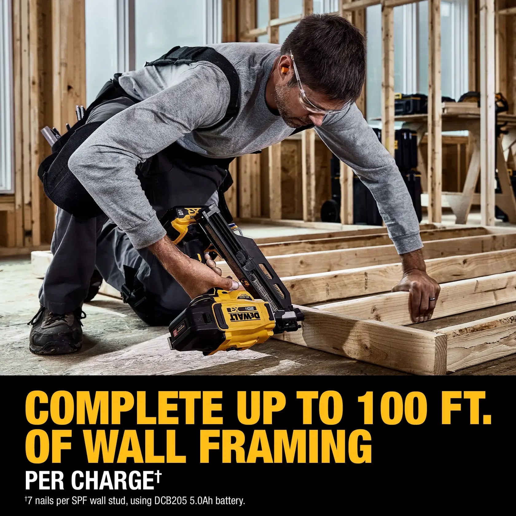 DeWalt DCN930P1 20V MAX Brushless Cordless 30° Paper Tape Framing Nailer Kit - image 7