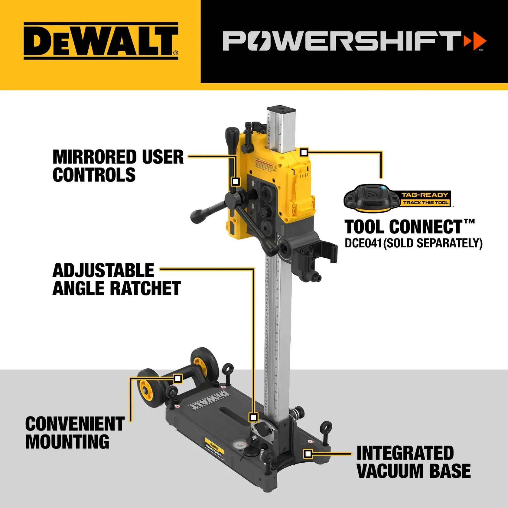 DeWalt DCPS151 POWERSHIFT 6-3/8-in. Core Drill Stand - image 5