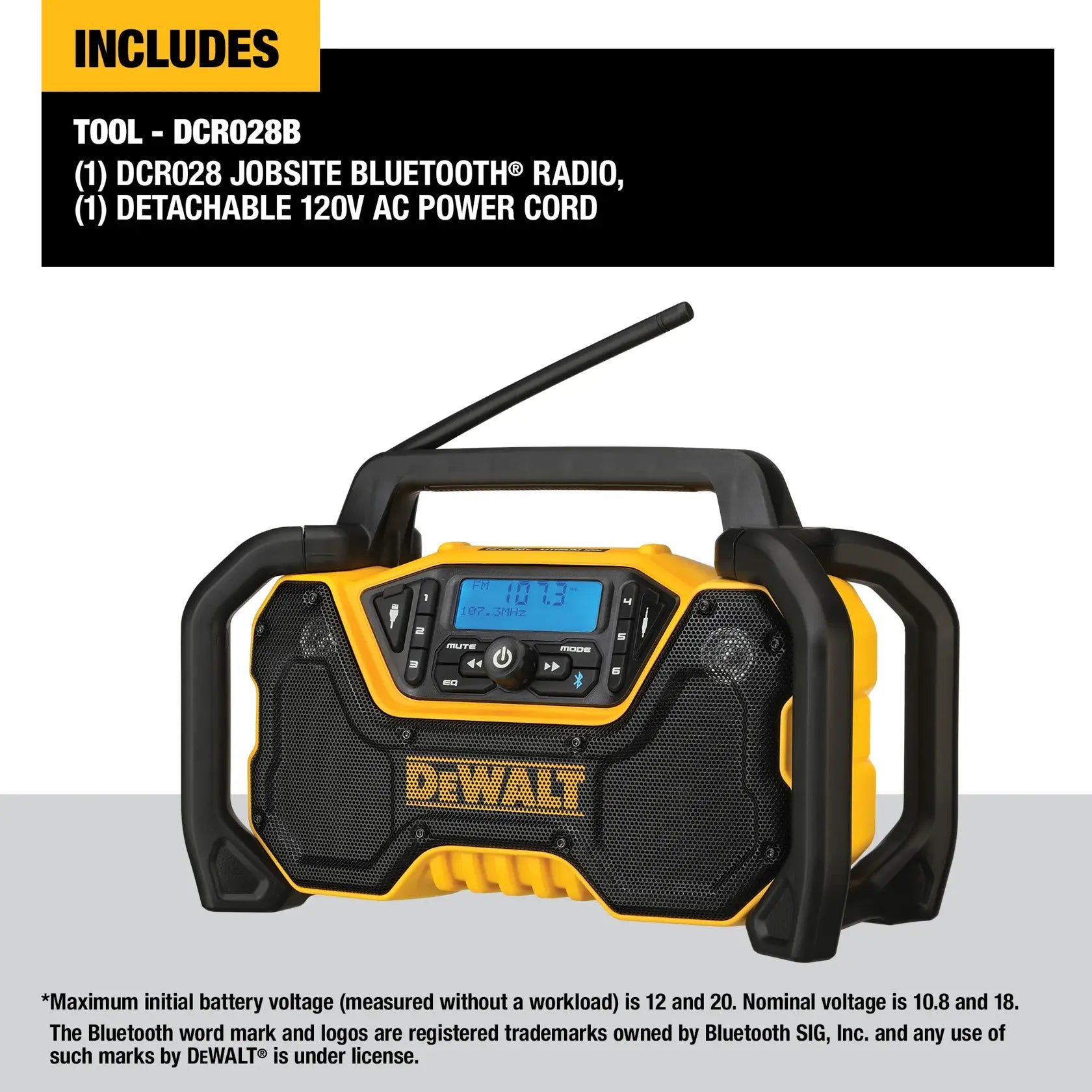 DeWalt DCR028B 12V/20V MAX Bluetooth Cordless Jobsite Radio (Tool Only) - image 4