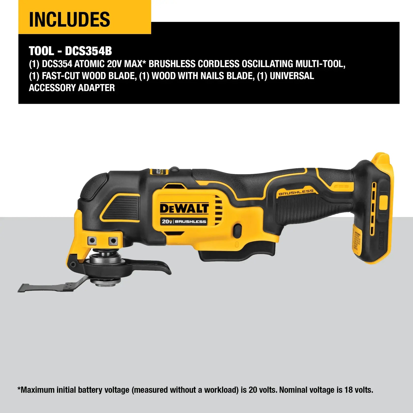 DeWalt DCS354B ATOMIC 20V MAX Brushless Cordless Oscillating Multi-Tool (Tool Only) - image 3