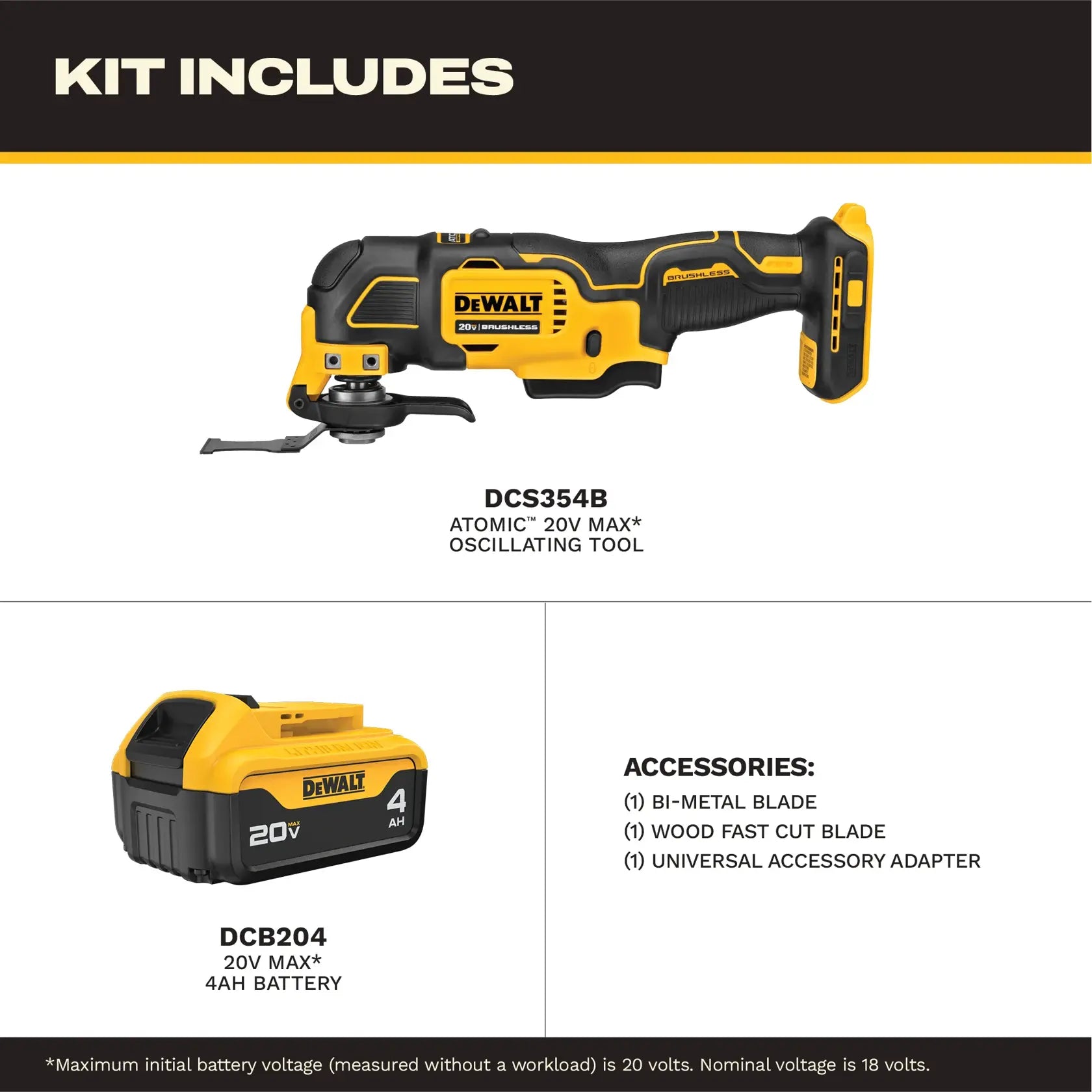 DeWalt DCS354PK ATOMIC 20V MAX Lithium-Ion Cordless Brushless Oscillating Tool Kit with 4.0 Ah Battery and (2) Blades - image 13
