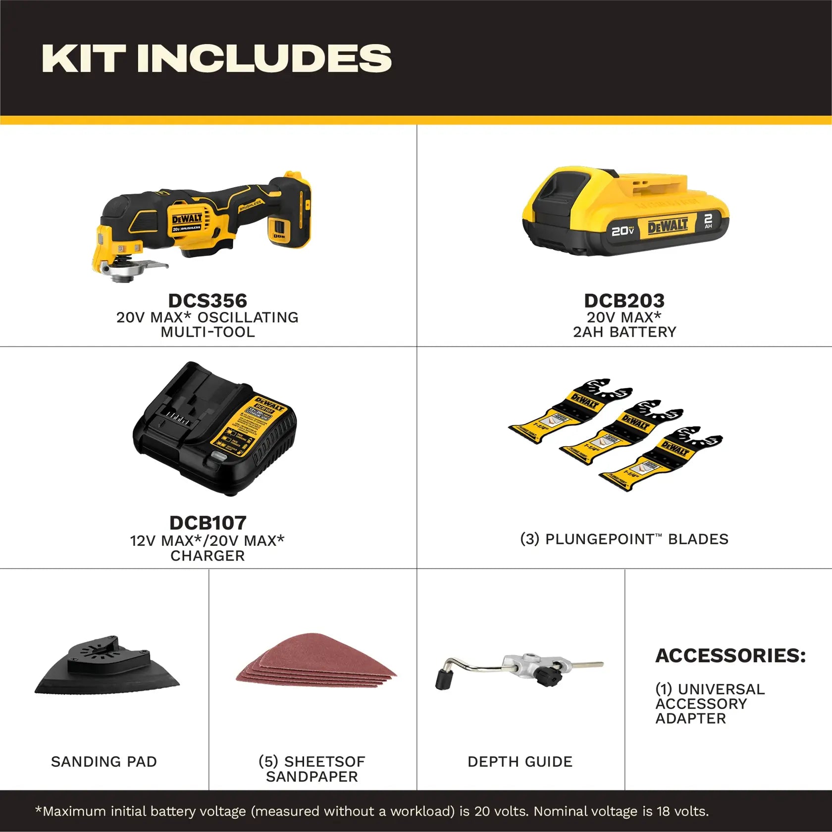 DeWalt DCS356D1 20V MAX XR Brushless Cordless 3-Speed Oscillating Multi-Tool Kit (2.0 Ah Battery) - image 5