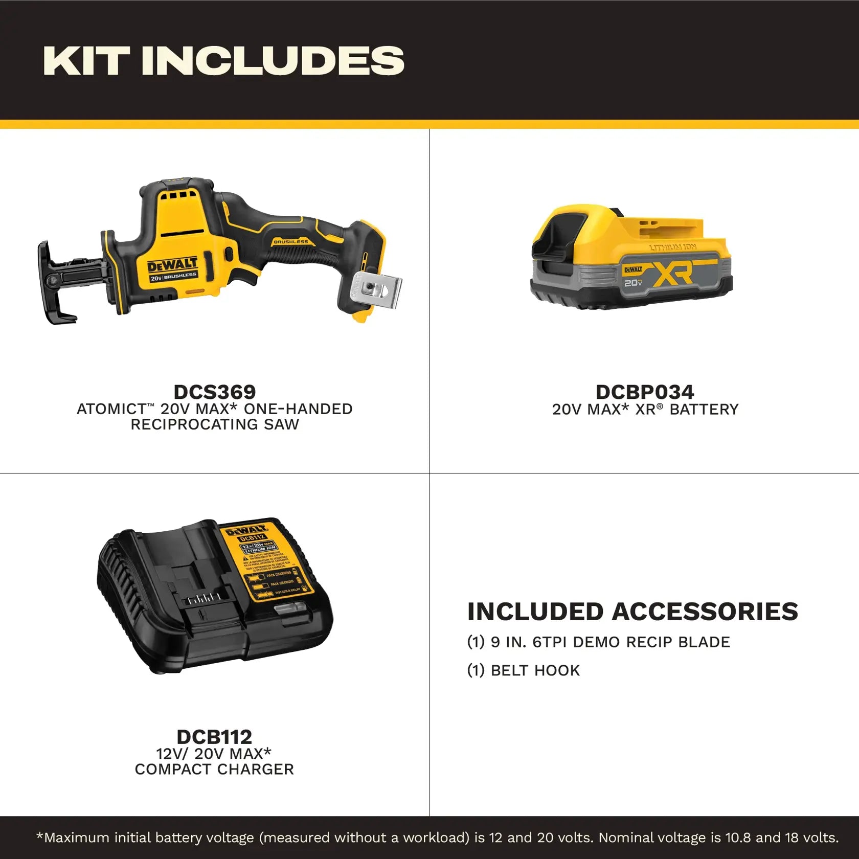 DeWalt DCS369E1 ATOMIC 20V MAX Cordless One-Handed Reciprocating Saw Kit with DEWALT POWERSTACK - image 5