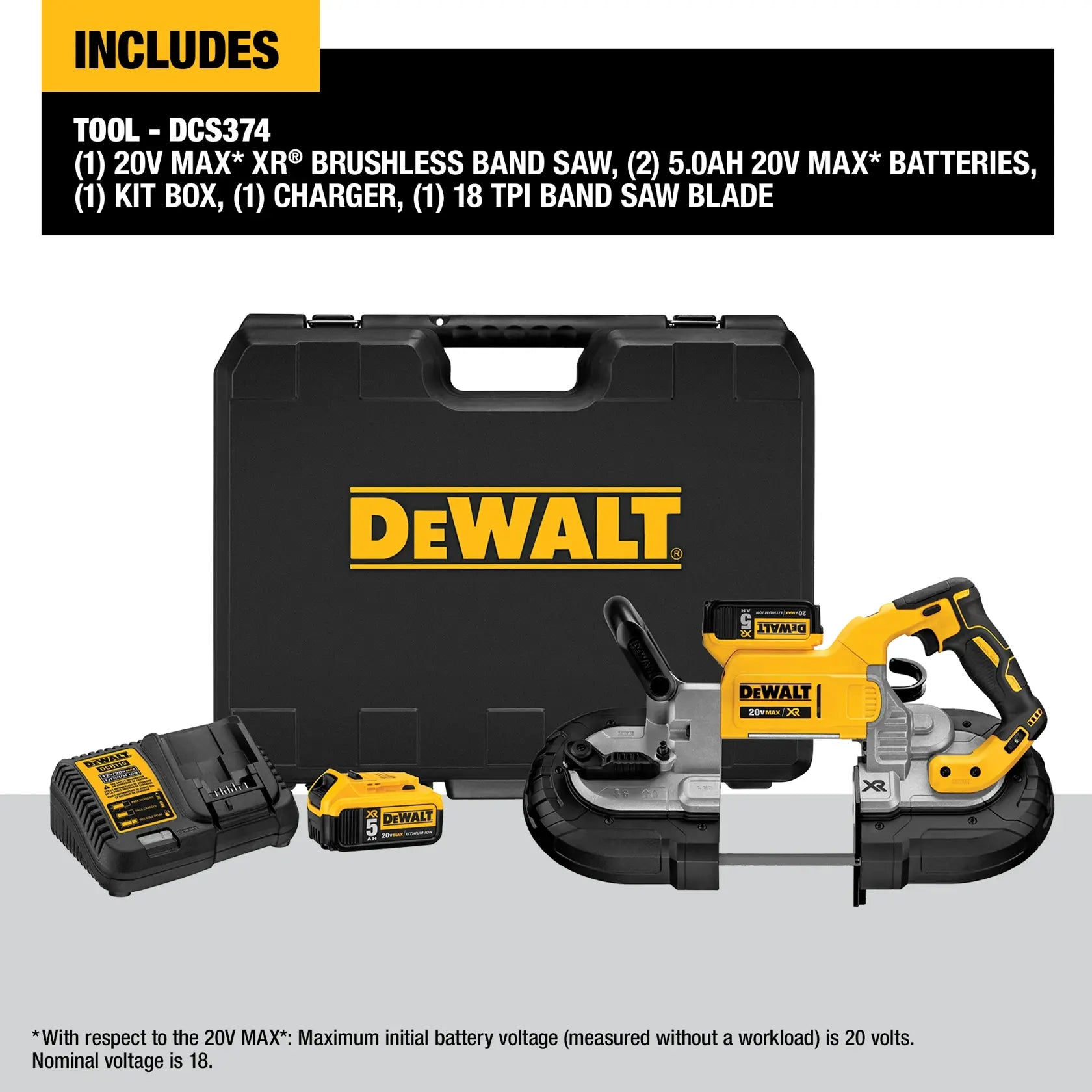 DeWalt DCS374P2 20V MAX XR Brushless Deep Cut Band Saw Kit - image 4