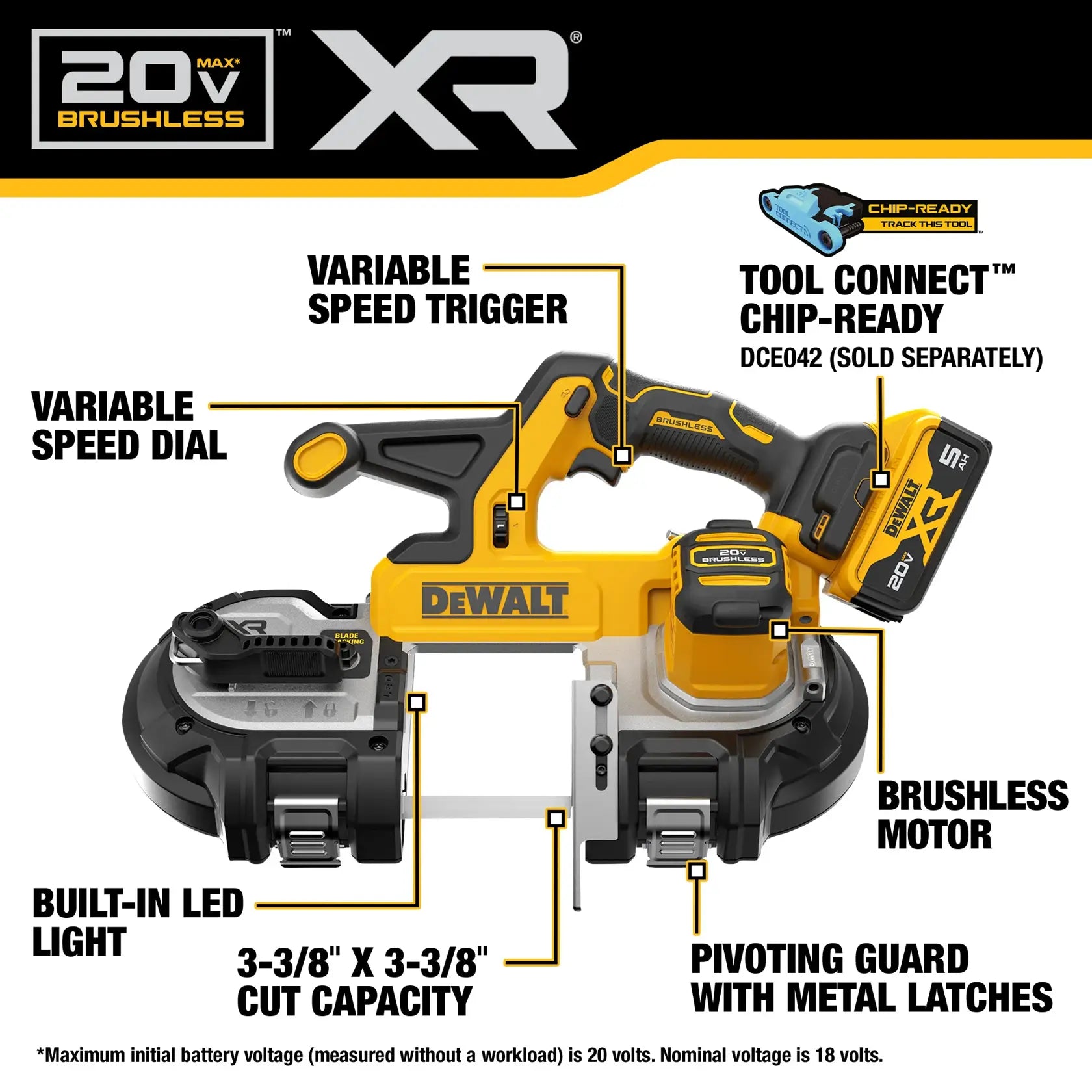 DeWalt DCS378P1 20V MAX XR Mid-Size Bandsaw (5.0Ah Battery Kit) - image 5