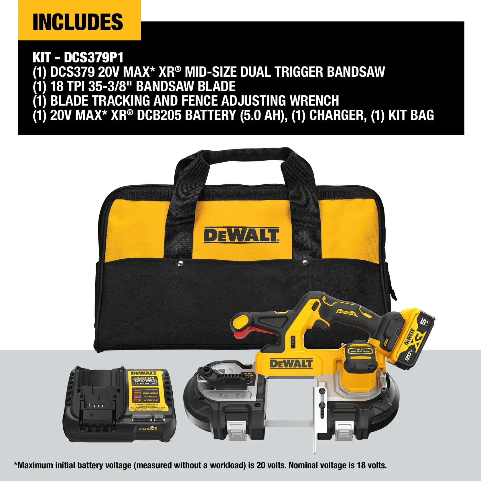 DeWalt DCS379P1 20V MAX XR Dual Trigger Mid-Size Bandsaw (5.0Ah Battery Kit) - image 4