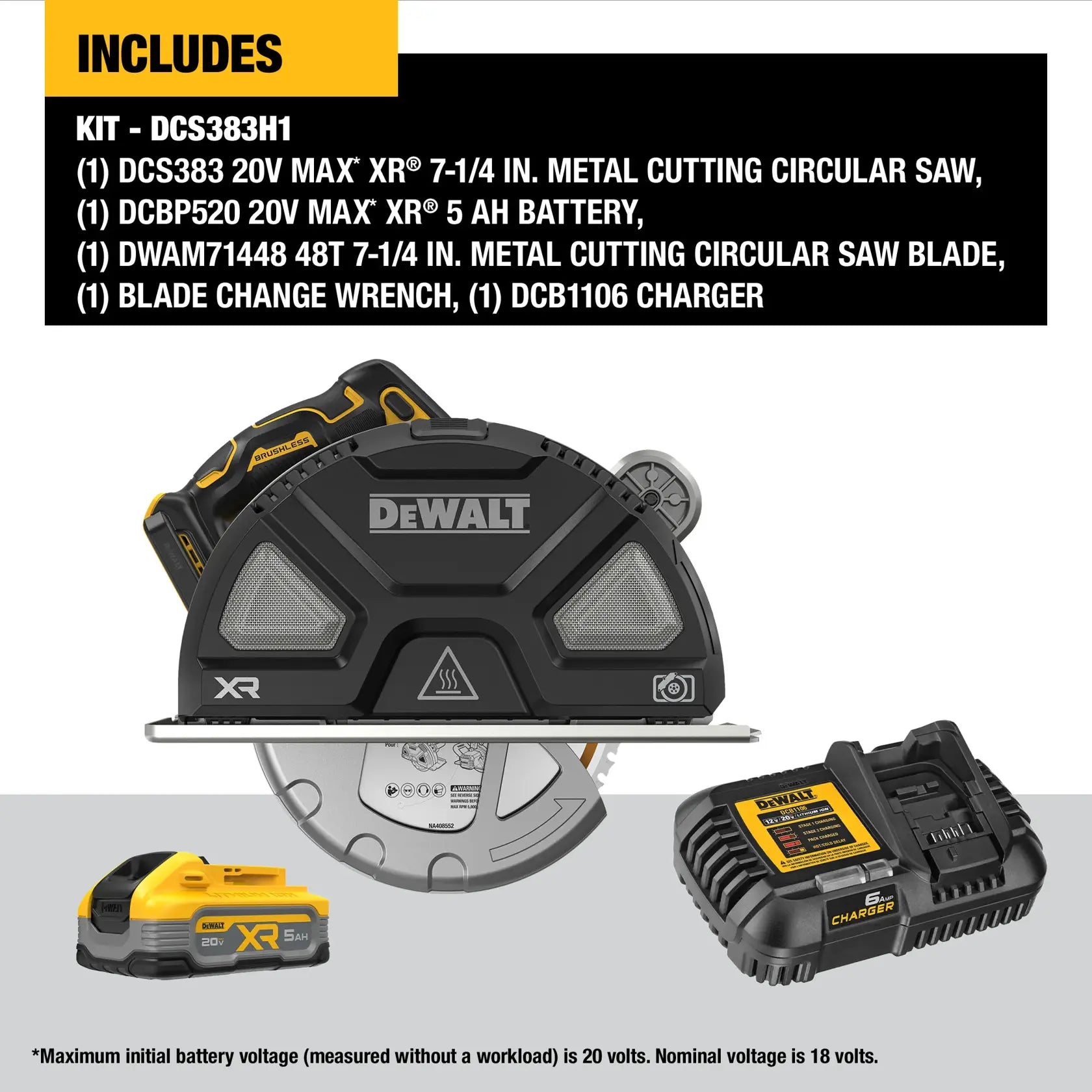 DeWalt DCS383H1 20V MAX XR 7-1/4 in. Metal Cutting Circular Saw Kit - image 4