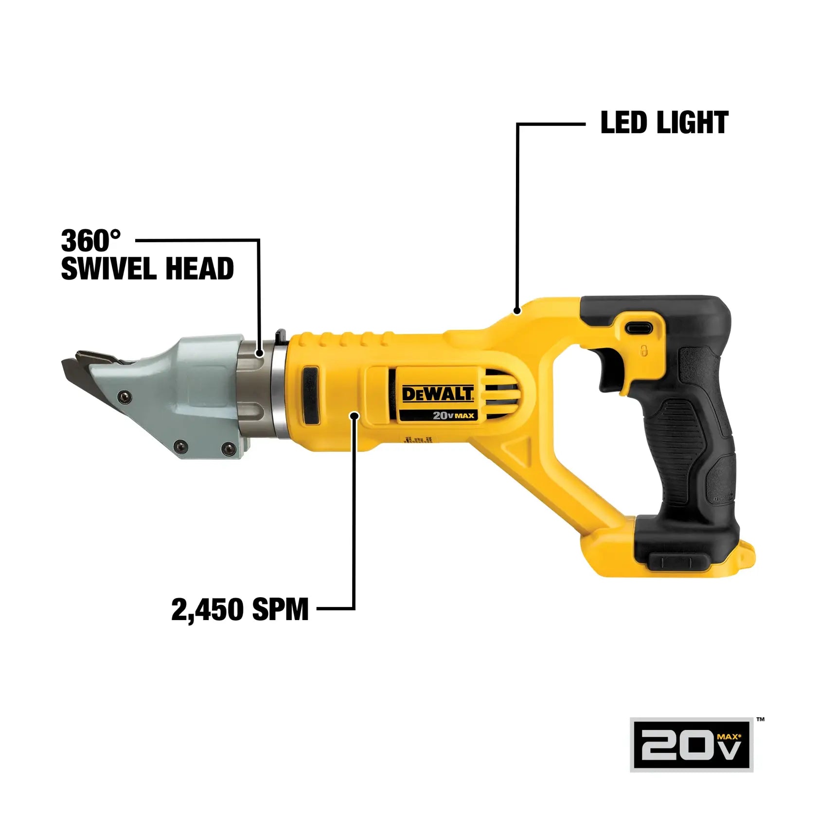 DeWalt DCS494B 20V MAX 14 gauge swivel head double cut metal shear (Tool Only) - image 3