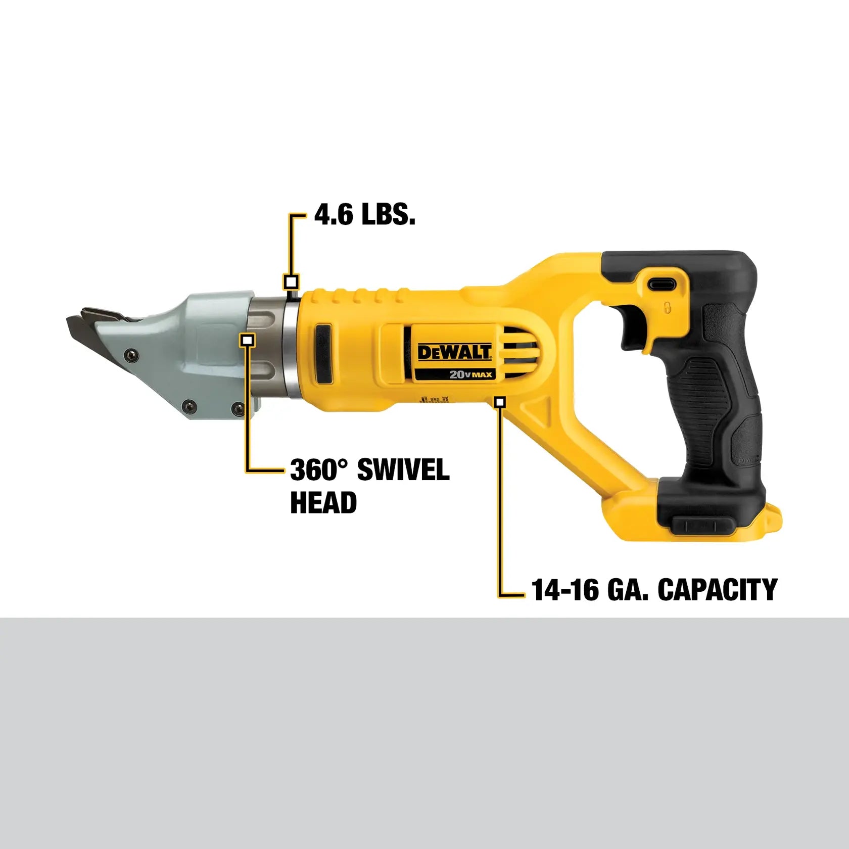 DeWalt DCS494B 20V MAX 14 gauge swivel head double cut metal shear (Tool Only) - image 6