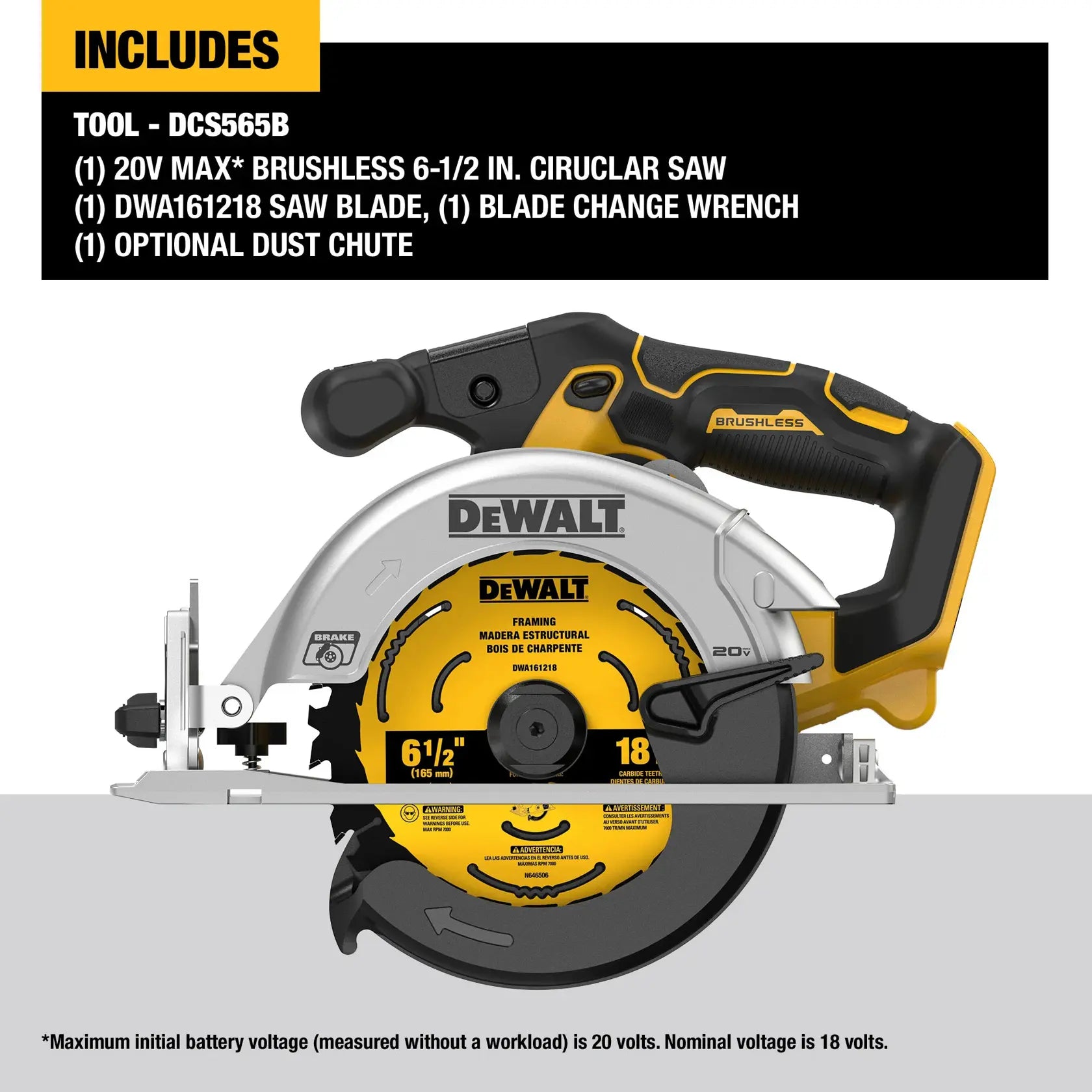 DeWalt DCS565B 20V MAX XR 6-1/2 in. Brushless Cordless Circular Saw (Tool Only) - image 7