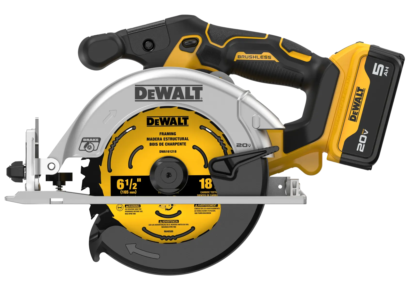 DeWalt DCS565P1 20V MAX XR 6-1/2-in Brushless Cordless Circular Saw Kit - image 2