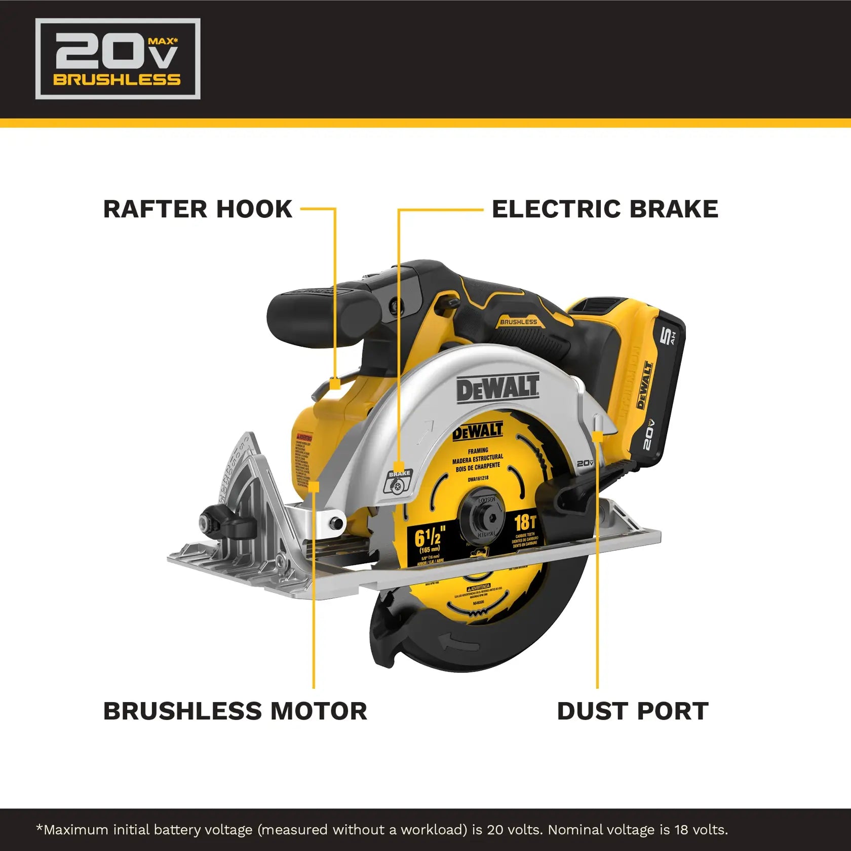 DeWalt DCS565P1 20V MAX XR 6-1/2-in Brushless Cordless Circular Saw Kit - image 4