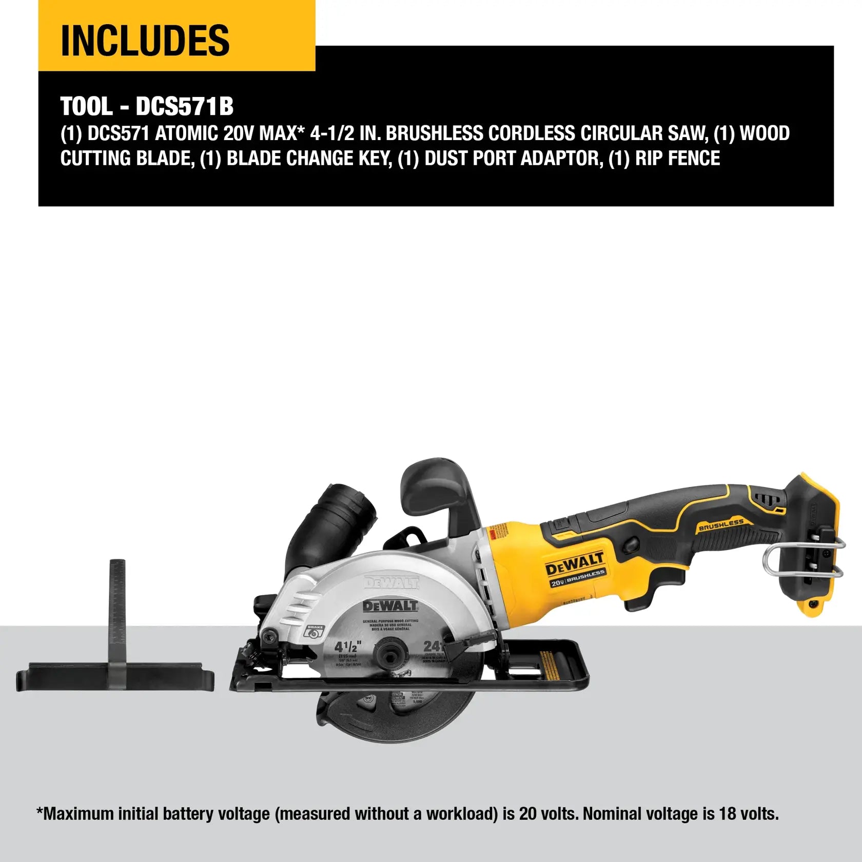 DeWalt DCS571B ATOMIC 20V MAX Brushless Cordless 4-1/2-in Circular Saw (Tool Only) - image 4