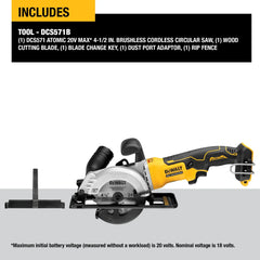 DeWalt DCS571B ATOMIC 20V MAX Brushless Cordless 4-1/2-in Circular Saw (Tool Only) - image 4