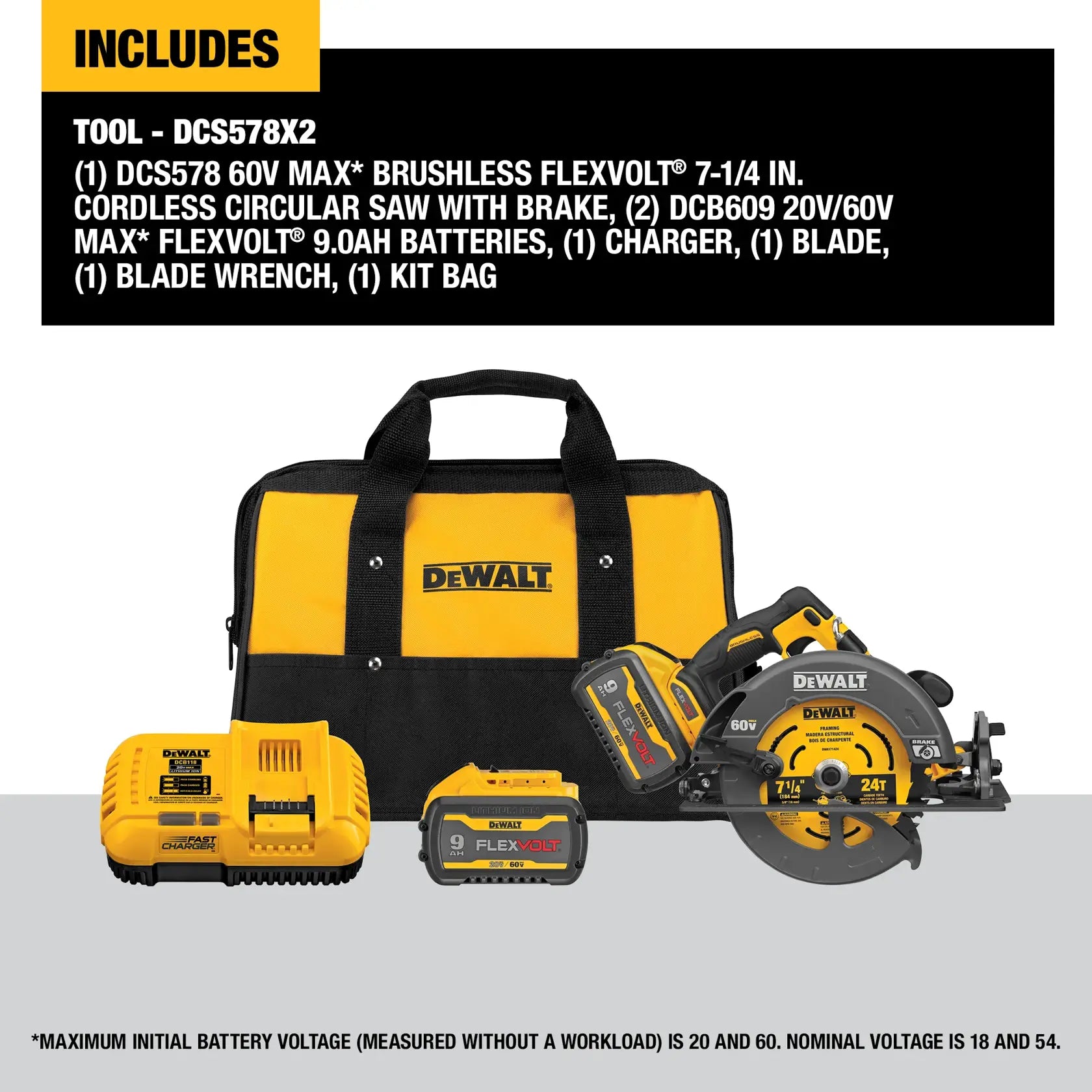 DeWalt DCS578X2 60V MAX Brushless 7-1/4-in Circular Saw With Electronic Brake Kit - image 3
