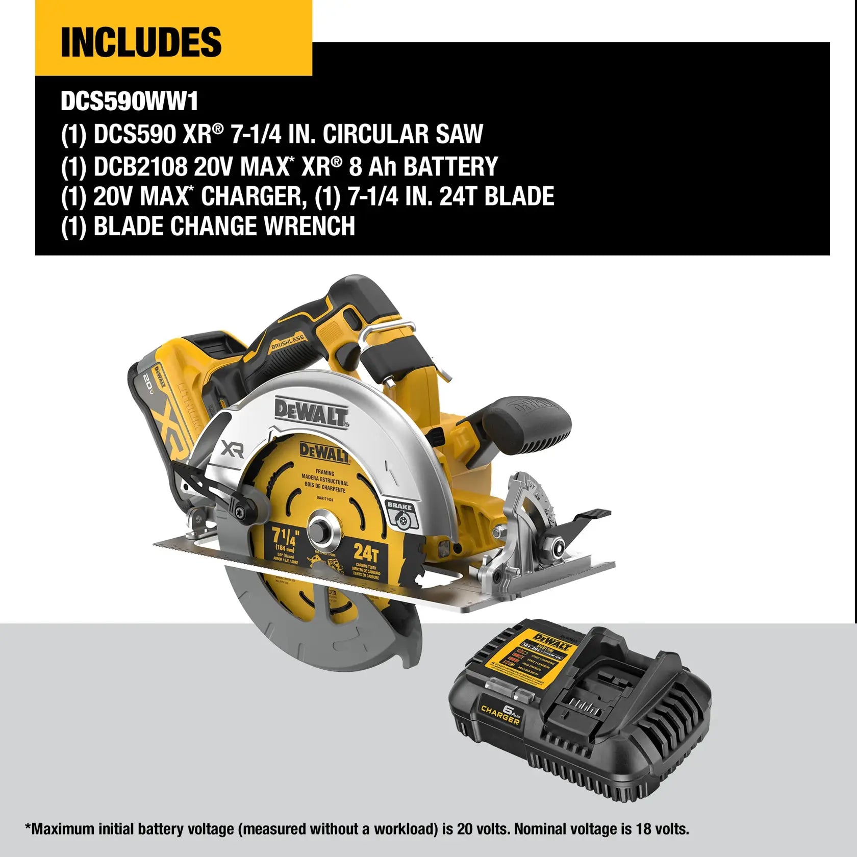 DeWalt DCS590WW1 20V MAX XR 7-1/4 in. BrushlessCircular Saw Kit - image 5