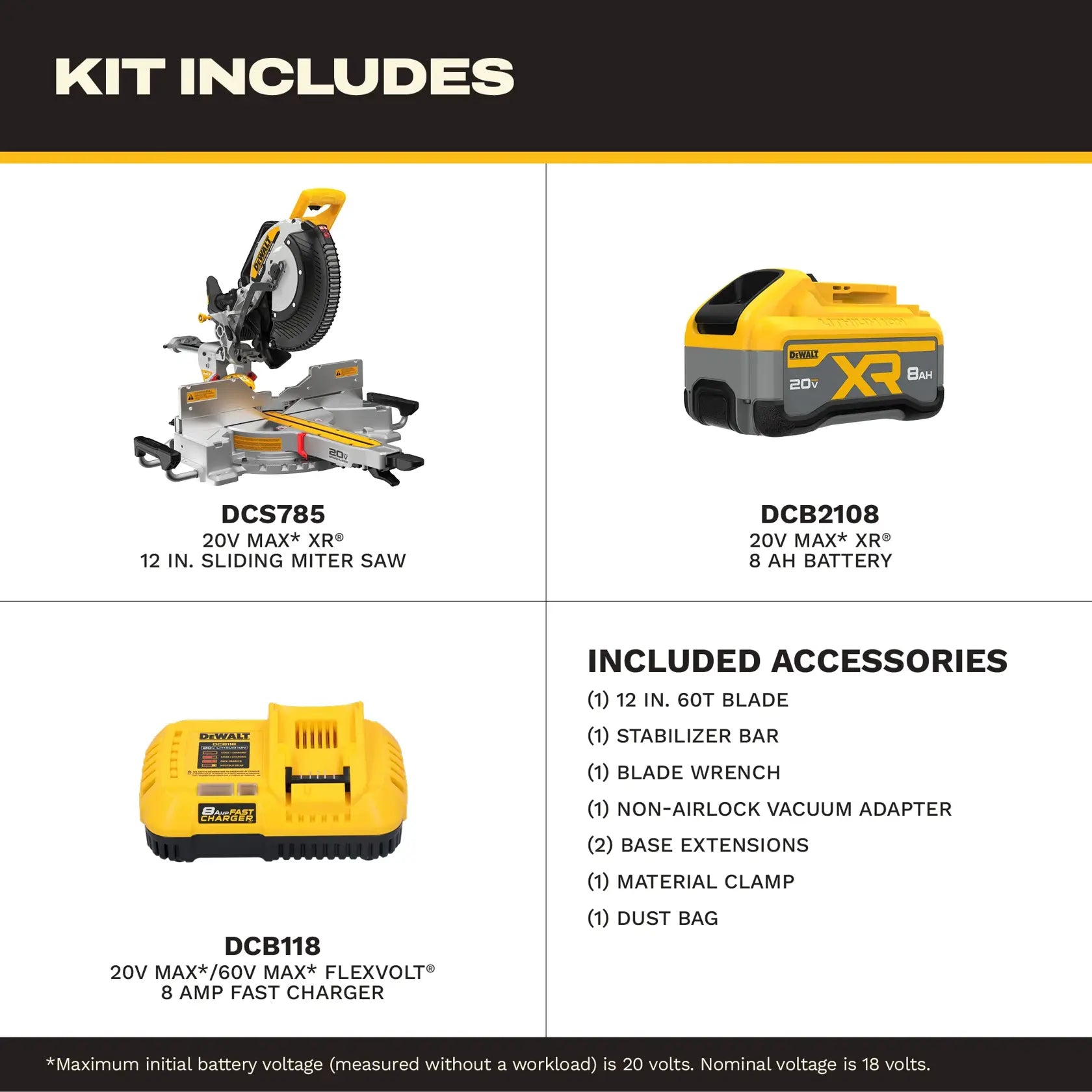 DeWalt DCS785WW1 20V MAX XR 12 in. Double Bevel Sliding Miter Saw Kit - image 7