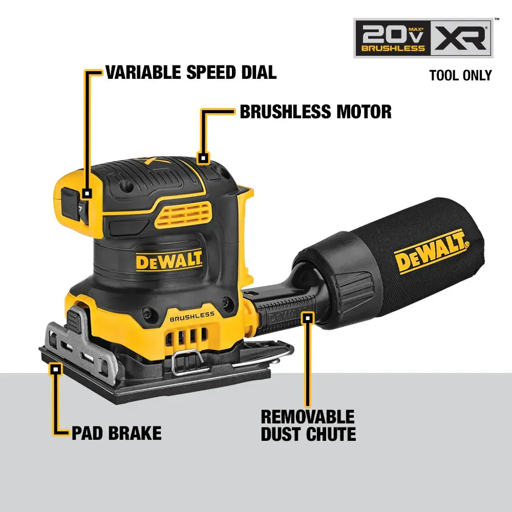DeWalt DCW200B 20V MAX XR Brushless Cordless 1/4 Sheet Variable Speed Sander (Tool Only) - image 4
