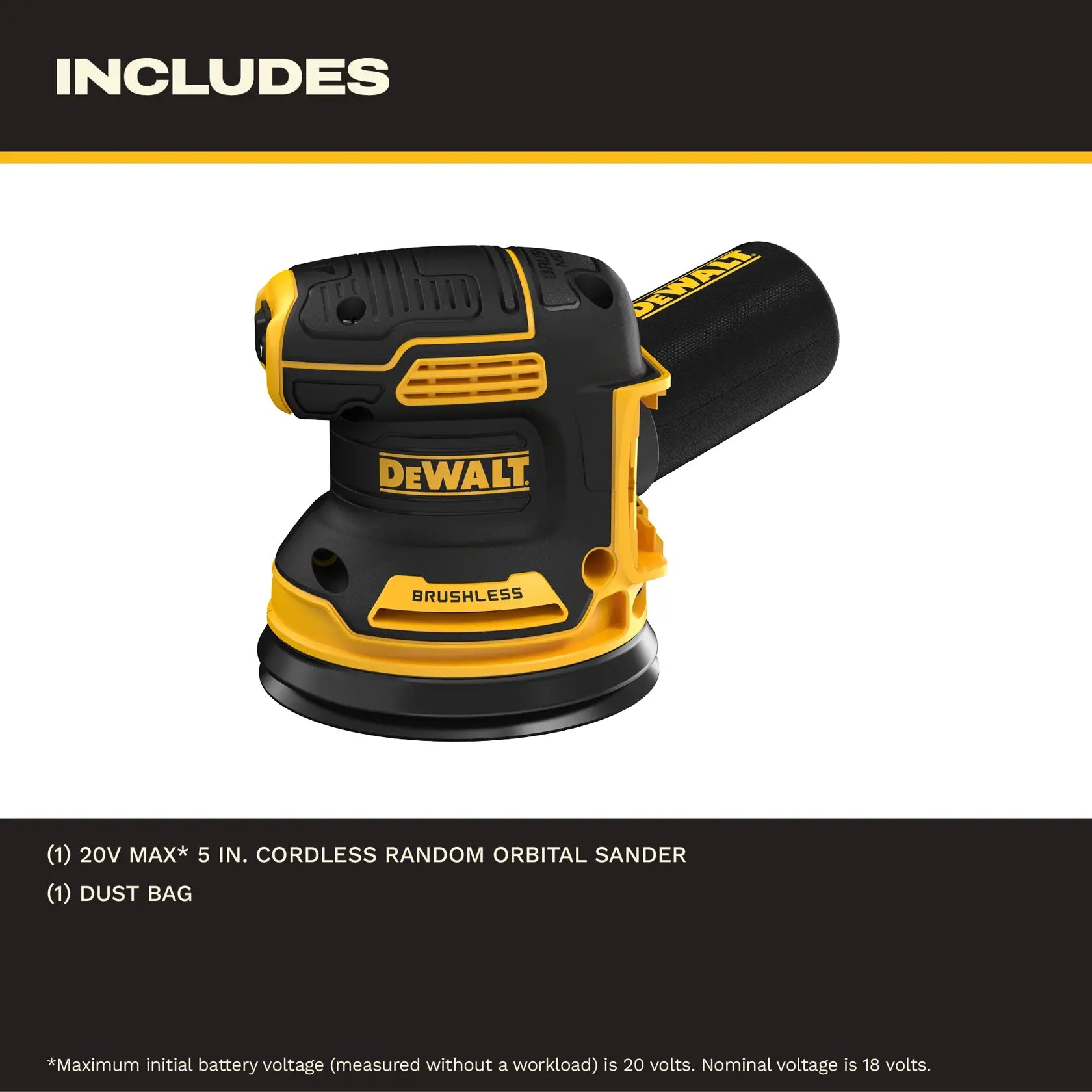 DeWalt DCW210B 20V MAX XR 5-in Brushless Cordless Variable-Speed Random Orbital Sander (Tool Only) - image 4