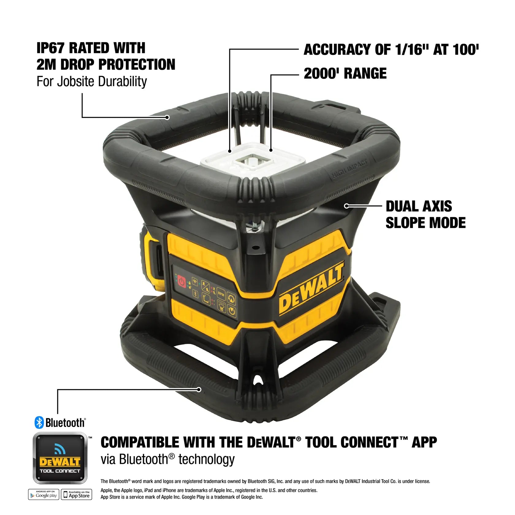 DeWalt DW080LRS 20V MAX Tool Connect Red Tough Rotary Laser Level - image 15
