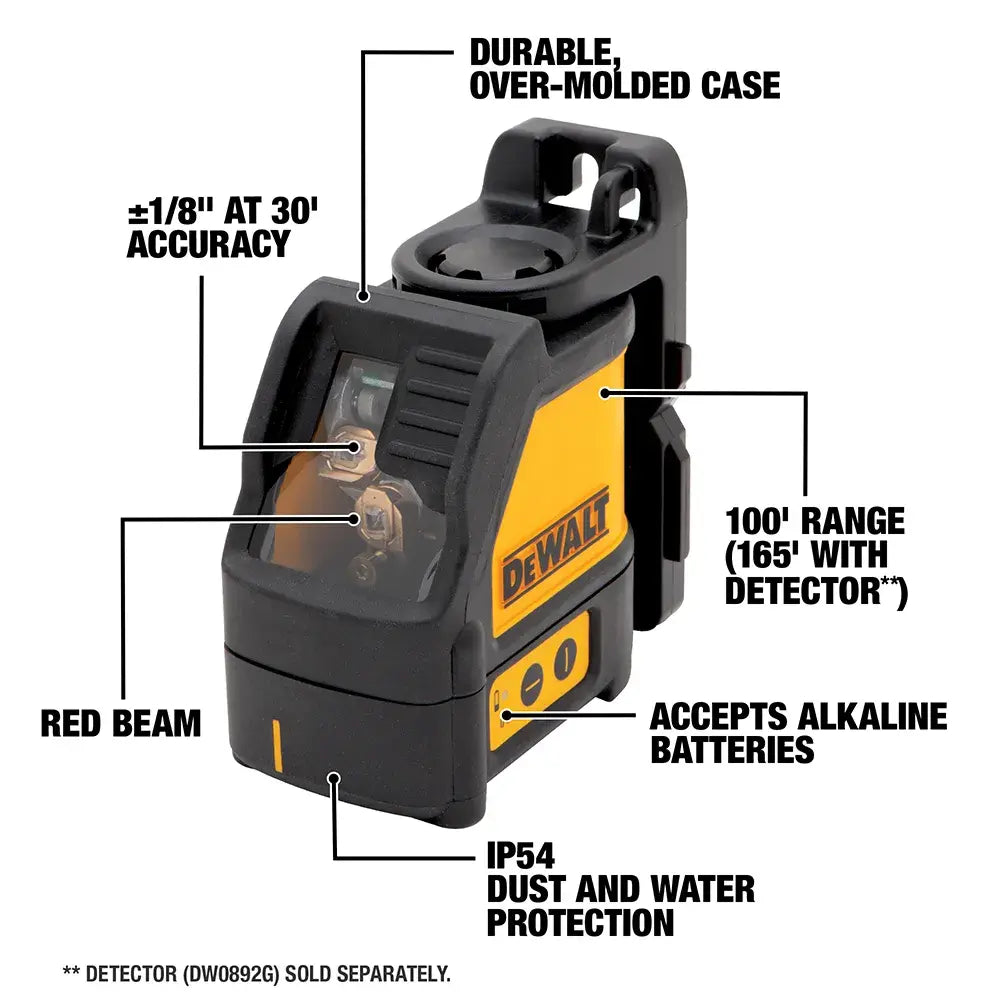 DeWalt DW088K 165 ft. Red Self Leveling Cross Line Laser - image 3