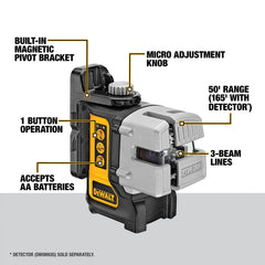 DeWalt DW089K Red Self-leveling 3-beam Cross Line Laser Level - image 3