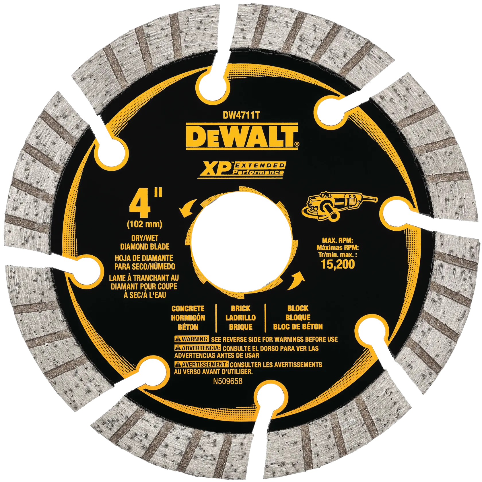 DeWalt DW4711T 4" XP Turbo Segmented Diamond Blade - image 1