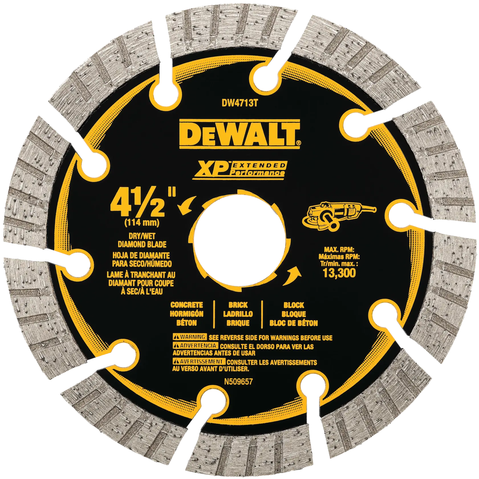 DeWalt DW4713T 4-1/2" XP Turbo Segmented Diamond Blade - image 1
