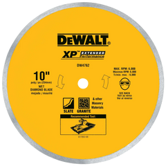DeWalt DW4762 10" Wet-Cut Continuous-Rim Diamond Blade for Porcelain and Tile, 5/8" Arbor - image 1