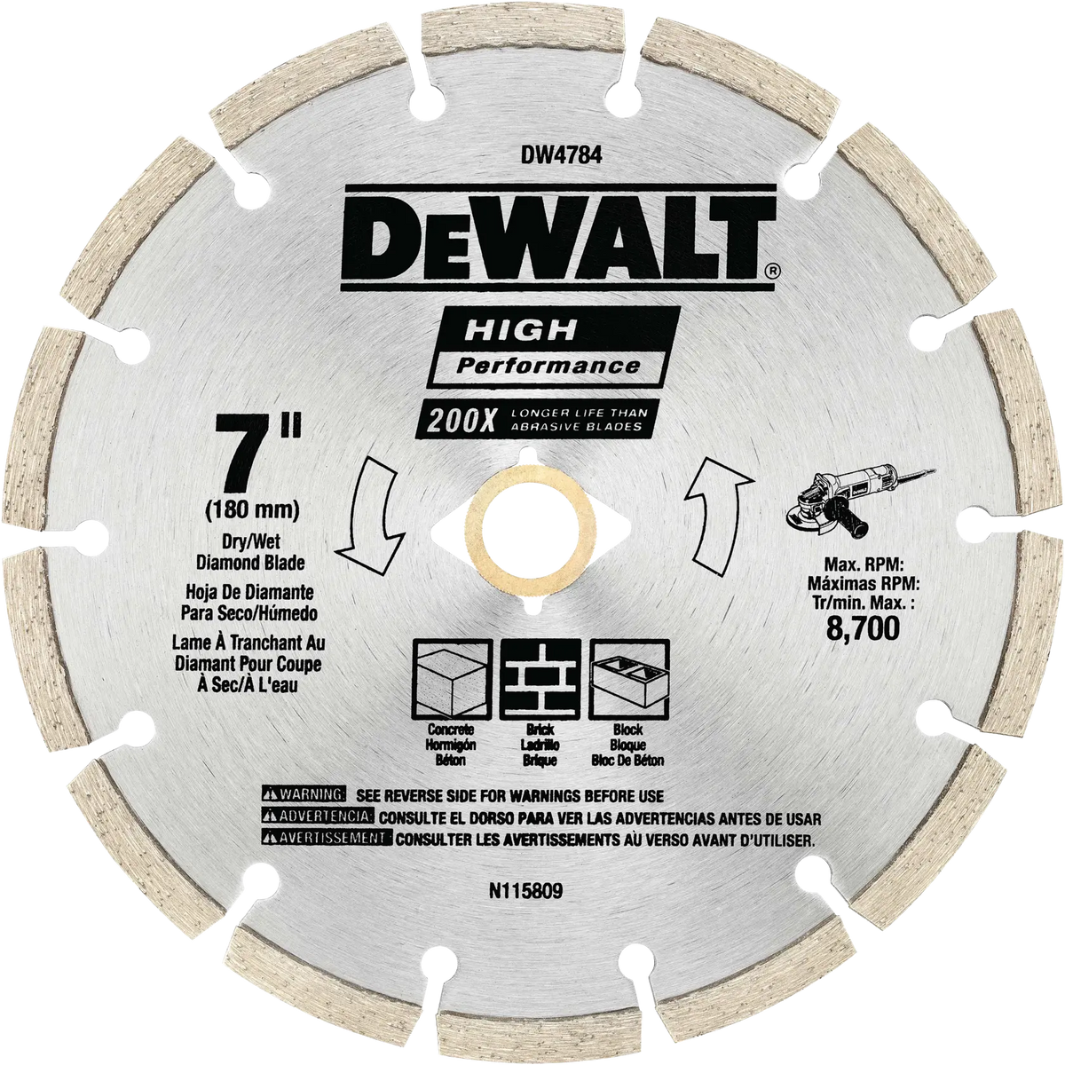 DeWalt DW4784 7" High Performance Segmented Diamond Blade - image 1