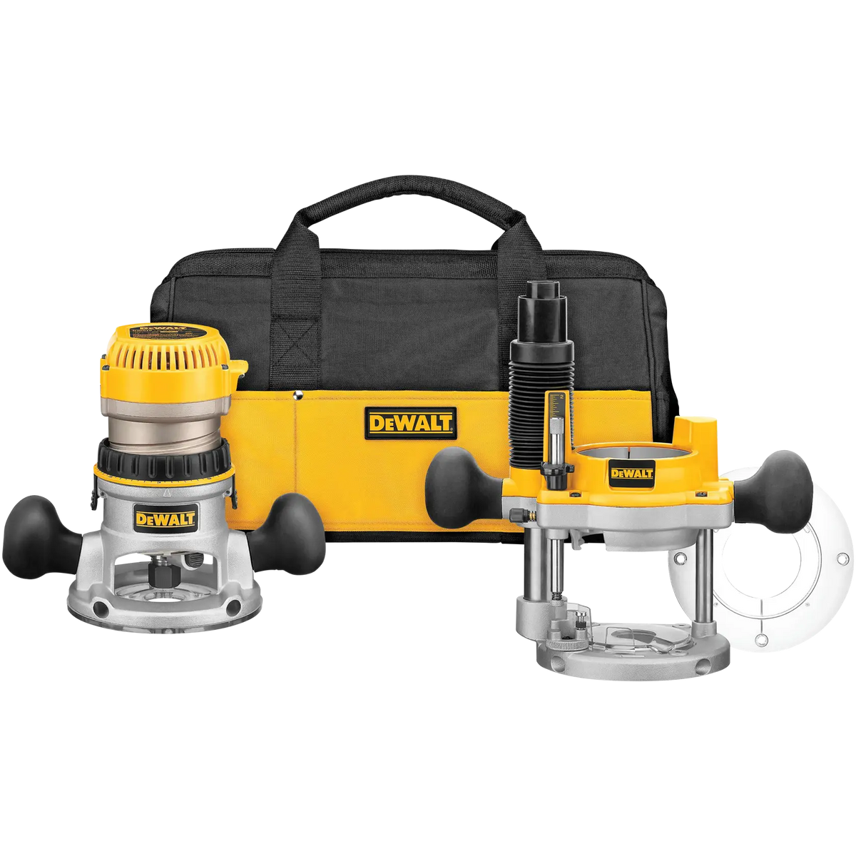 DeWalt DW618PKB 2-1/4 HP EVS Fixed Base / Plunge Router Combo Kit With Soft Start - image 1