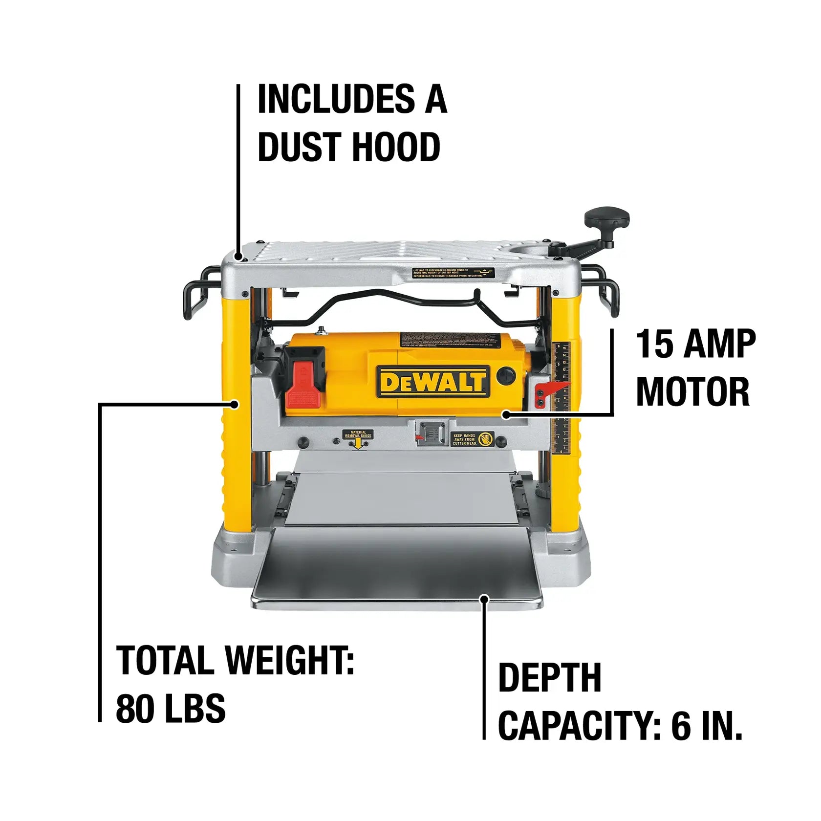 DeWalt DW734 12-1/2-in (318mm) Corded Electric Thickness Planer With Three Knife Cutter-head (15 Amp) - image 5