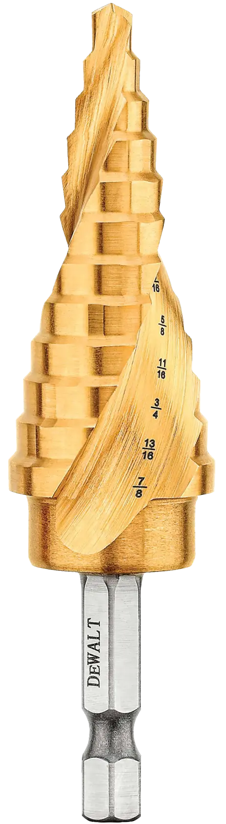 DeWalt DWA1786IR 3/16" to 7/8" Impact Ready Titanium Nitride Step Drill Bit - image 1